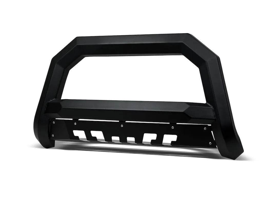 8719916 – ARMORDILLO Bull Bar, Powder Coated Matte Black Steel With Light Mounting Tabs With Skid Plate